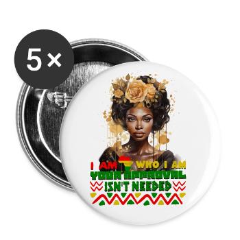 Black Queen Curly Afro - Célébrez l’histoire des Noirs - Lot de 5 grands badges (56 mm) - blanc - Devant
