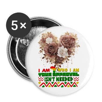 Black Queen Curly Afro - Celebrate Black History - Buttons large 2.2''/56 mm (5-pack) - white - Front