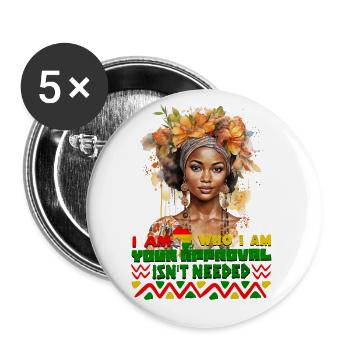 Black Queen Curly Afro - Célébrez l’histoire des Noirs - Lot de 5 grands badges (56 mm) - blanc - Devant