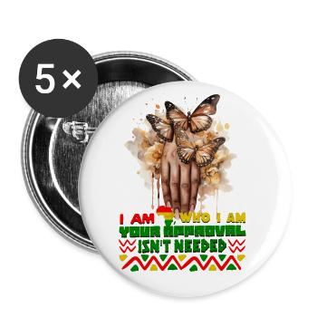 Black Queen Curly Afro - Célébrez l’histoire des Noirs - Lot de 5 grands badges (56 mm) - blanc - Devant