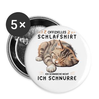 Offizielles Schlafshirt personalisiert mit Katze - Buttons groß 56 mm (5er Pack) - Weiß - Vorne