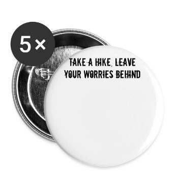 Hiking - Take a hike, leave your worries behind - Buttons large 2.2''/56 mm (5-pack) - white - Front