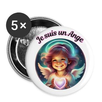 Je suis un Ange - Lot de 5 grands badges (56 mm) - blanc - Devant