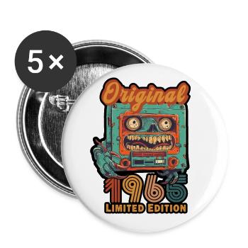 Original 1965 Limited Edition Kassette Geburtstag - Buttons groß 56 mm (5er Pack) - Weiß - Vorne
