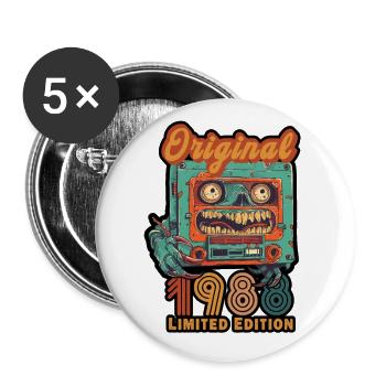 Édition limitée anniversaire 1988 rétro vintage - Lot de 5 grands badges (56 mm) - blanc - Devant