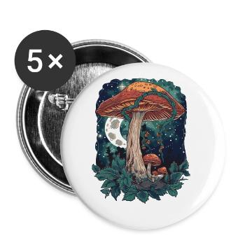 Goblincore Pilz Fairycore Cottagecore Vintage - Buttons groß 56 mm (5er Pack) - Weiß - Vorne