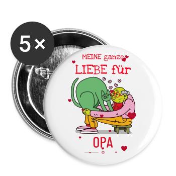 Meine Ganze Liebe Für Opa - Buttons groß 56 mm (5er Pack) - Weiß - Vorne
