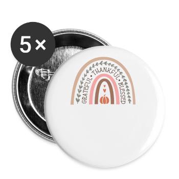 Dankbar Gesegnet Regenbogen Herbst Design - Buttons groß 56 mm (5er Pack) - Weiß - Vorne