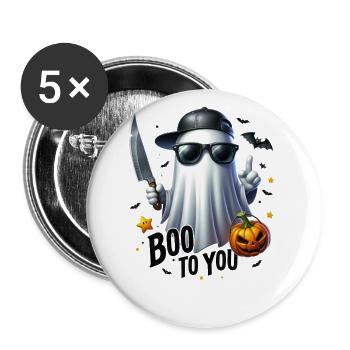 Halloween Partner Look Boo to You Ghost Design - Buttons large 2.2''/56 mm (5-pack) - white - Front