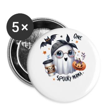 Halloween Partnerlook One Spooky Mama Design - Buttons groß 56 mm (5er Pack) - Weiß - Vorne