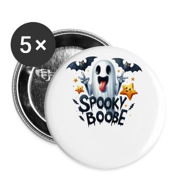 Halloween Partnerlook Spooky Boobe Design - Buttons groß 56 mm (5er Pack) - Weiß - Vorne