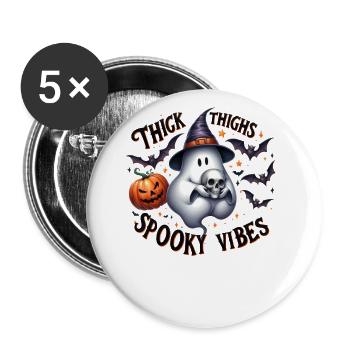 Partenaire d’Halloween Look Spooky Vibes Sorcière - Lot de 5 grands badges (56 mm) - blanc - Devant