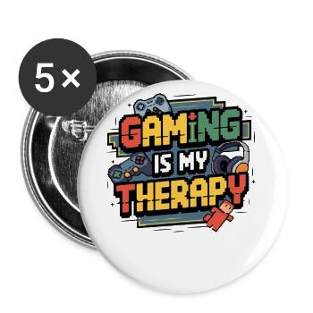 Gaming Is My Therapy – Funny Gamer Design - Buttons large 2.2''/56 mm (5-pack) - white - Front