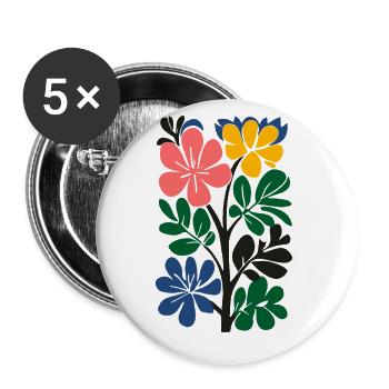 Abstract Blossom Matisse Floral Art Retro & Colorful - Buttons large 2.2''/56 mm (5-pack) - white - Front