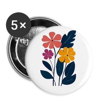 Abstrakte Blütenpracht: Farbenspiel im Garten - Buttons groß 56 mm (5er Pack) - Weiß - Vorne