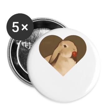 Hase mit Erdbeere: Niedliches Design für Fans - Buttons groß 56 mm (5er Pack) - Weiß - Vorne