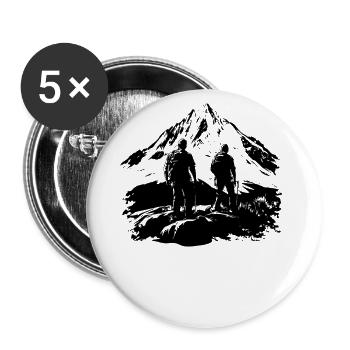Gipfelsteigen: Bergsteigen in den Alpen - Outdoor - Buttons groß 56 mm (5er Pack) - Weiß - Vorne