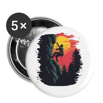 Escalade libre dans les Alpes : Amour sur le rocher au soleil - Lot de 5 grands badges (56 mm) - blanc - Devant