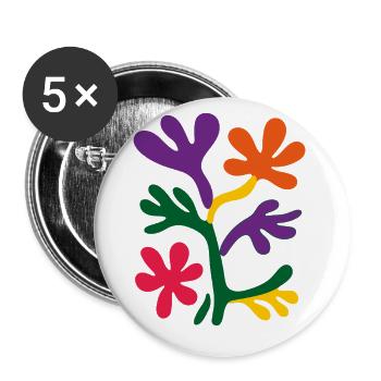Matisse inspiriert: Abstraktes Blumenmuster - Buttons groß 56 mm (5er Pack) - Weiß - Vorne