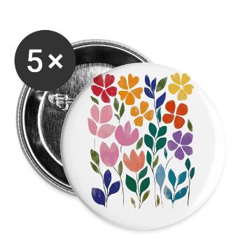 Matisse inspiriert: Blumenmuster im Aquarellstil - Buttons groß 56 mm (5er Pack) - Weiß - Vorne