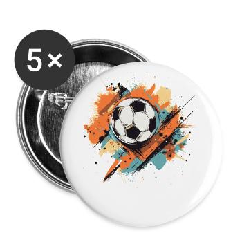 Stylish football with splashes of colour Orange Turquoise - Buttons large 2.2''/56 mm (5-pack) - white - Front