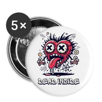 Dead Inside – Dead from Inside PopArt Heart Horror - Buttons large 2.2''/56 mm (5-pack) - white - Front