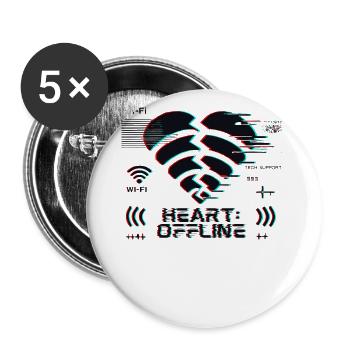 Heart: Offline – Glitch Corrupt Heart Connection - Buttons large 2.2''/56 mm (5-pack) - white - Front