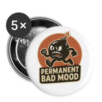 Wütende Bombe: Immer schlechte Laune - Buttons groß 56 mm (5er Pack) - Weiß - Vorne