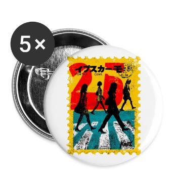 Tokyo Zebra Crossing – Retro Postage Stamp - Buttons large 2.2''/56 mm (5-pack) - white - Front