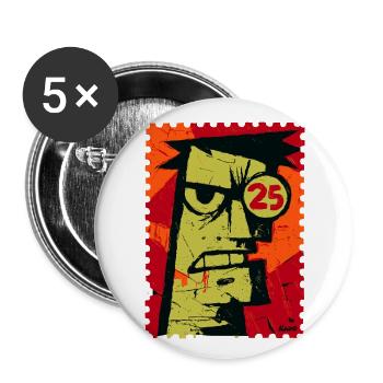 Wütender Kerl mit Monokel als Briefmarke - Buttons groß 56 mm (5er Pack) - Weiß - Vorne