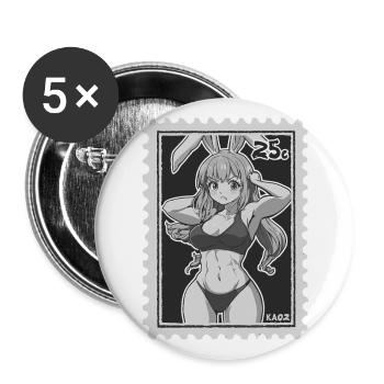 Funny Muscle Bunny as Postage Stamp - Buttons large 2.2''/56 mm (5-pack) - white - Front