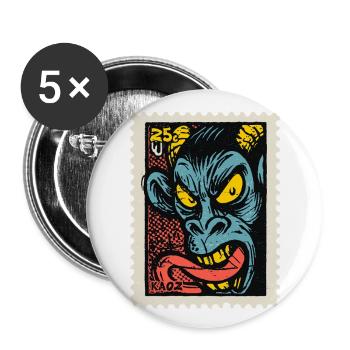 Demon monkey with long tongue, a comic book stamp - Buttons large 2.2''/56 mm (5-pack) - white - Front