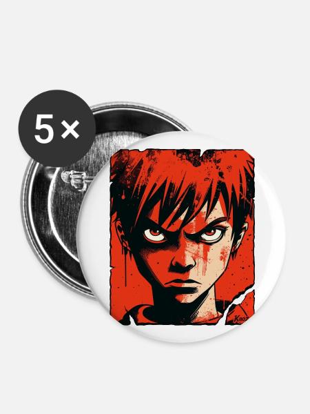 Wütender Junge im roten Comic-Stil - Buttons groß 56 mm (5er Pack) - Weiß