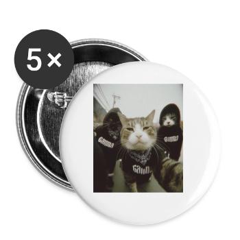 Gangster Cats Street Style Funny Selfie Motif - Buttons large 2.2''/56 mm (5-pack) - white - Front