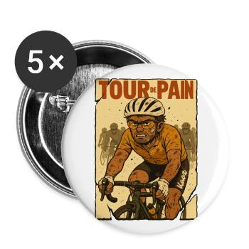 Tour de Pain – Les cyclistes à la limite - Lot de 5 grands badges (56 mm) - blanc - Devant