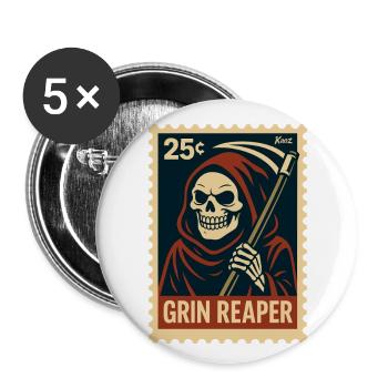 La Faucheuse souriante - Lot de 5 grands badges (56 mm) - blanc - Devant