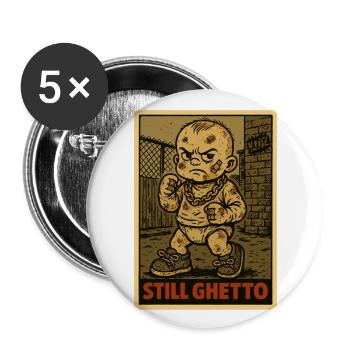 Still Ghetto – Baby with Fist and Gold Chain - Buttons large 2.2''/56 mm (5-pack) - white - Front