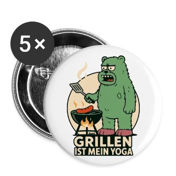 Les grillades sont mon ours de yoga - Lot de 5 grands badges (56 mm) - blanc - Devant