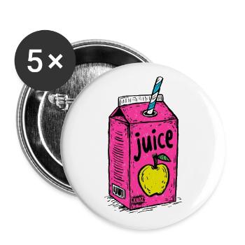Knalliger Apfelsaft – Eine Packung Pop Art Saft - Buttons groß 56 mm (5er Pack) - Weiß - Vorne