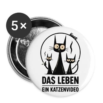 Das Leben: Ein Katzenvideo - Buttons groß 56 mm (5er Pack) - Weiß - Vorne