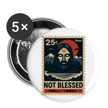 Motif d’art sombre avec non-Jésus et montagnes - Lot de 5 grands badges (56 mm) - blanc - Devant