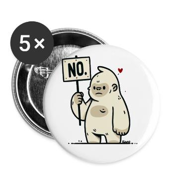 Funny Gorilla Monkey with No Sign Comic Style - Buttons large 2.2''/56 mm (5-pack) - white - Front