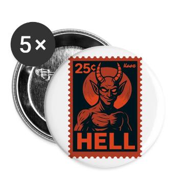 Devil Postage Stamp Hell Motif Retro Look - Buttons large 2.2''/56 mm (5-pack) - white - Front