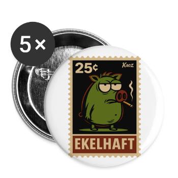 Green pig with view stamps style disgusting - Buttons large 2.2''/56 mm (5-pack) - white - Front