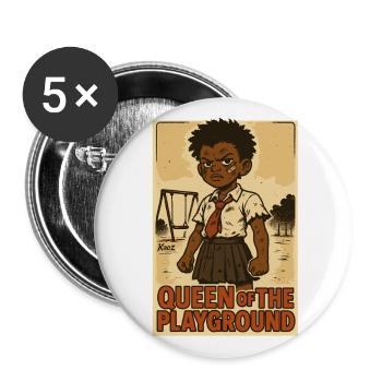 Strong schoolgirl queen on the playground - Buttons large 2.2''/56 mm (5-pack) - white - Front