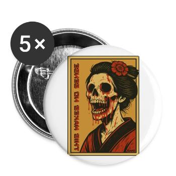 Cela n’a pas de sens : Geisha squelette avec kimono - Lot de 5 grands badges (56 mm) - blanc - Devant