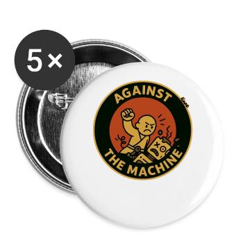 Mönch gegen die Maschine - Buttons groß 56 mm (5er Pack) - Weiß - Vorne