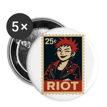 Punk woman with red hairstyle - Buttons large 2.2''/56 mm (5-pack) - white - Front