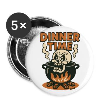 Angry skull in cooking pot for dinner - Buttons large 2.2''/56 mm (5-pack) - white - Front