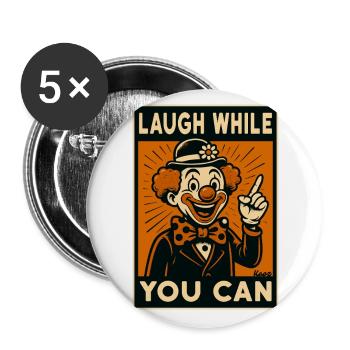 Laughing clown in retro comic style - Buttons large 2.2''/56 mm (5-pack) - white - Front